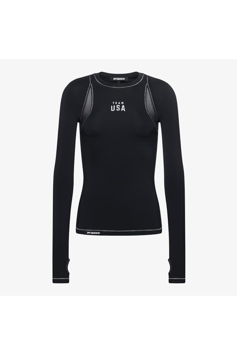 Women's Black Team USA Long Sleeve T-Shirt with Thumbholes, Main, color, Black