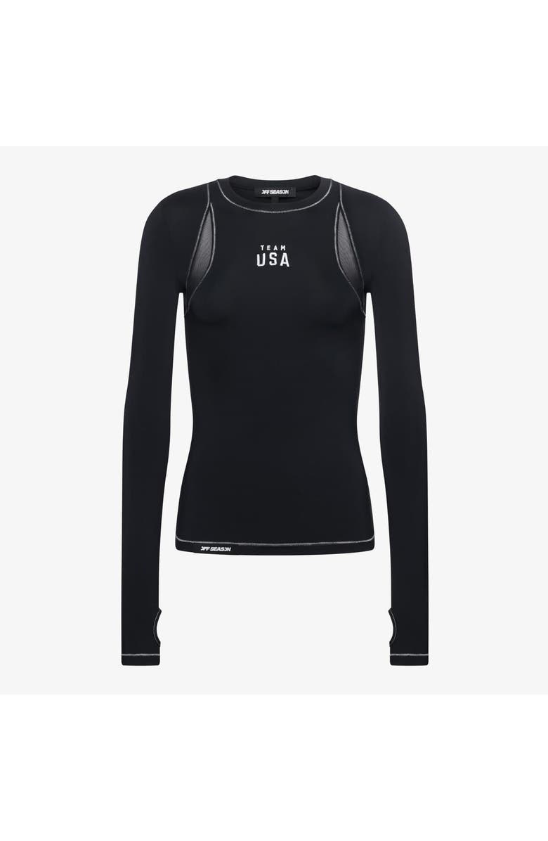 Off Season Women's Black Team USA Long Sleeve T-Shirt with Thumbholes, Main, color, Black