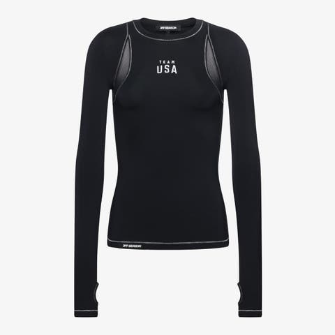 Women's Black Team USA Long Sleeve T-Shirt with Thumbholes