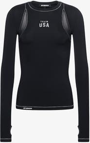 Off Season Women's Black Team USA Long Sleeve T-Shirt with Thumbholes