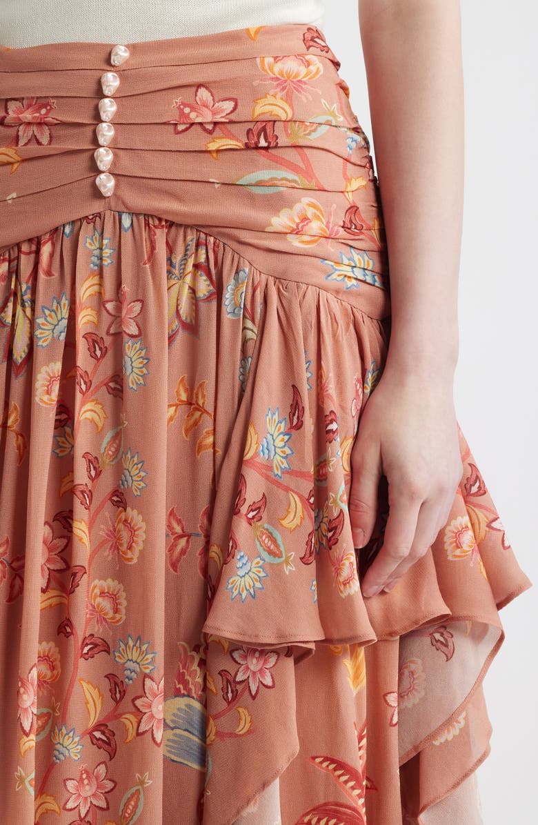 FARM Rio Boho Enhance Ruffled Maxi Skirt, Alternate, color, Boho Enchance Mocha