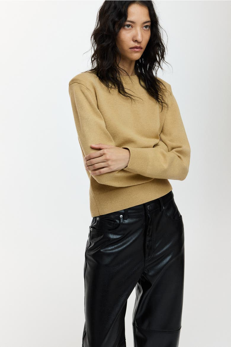 Shoulder-pad Sweater, Alternate, color, Beige