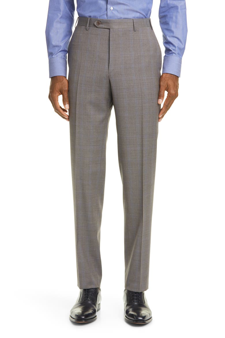 Siena Soft Classic Fit Stretch Windowpane Wool Suit, Alternate, color, BROWN