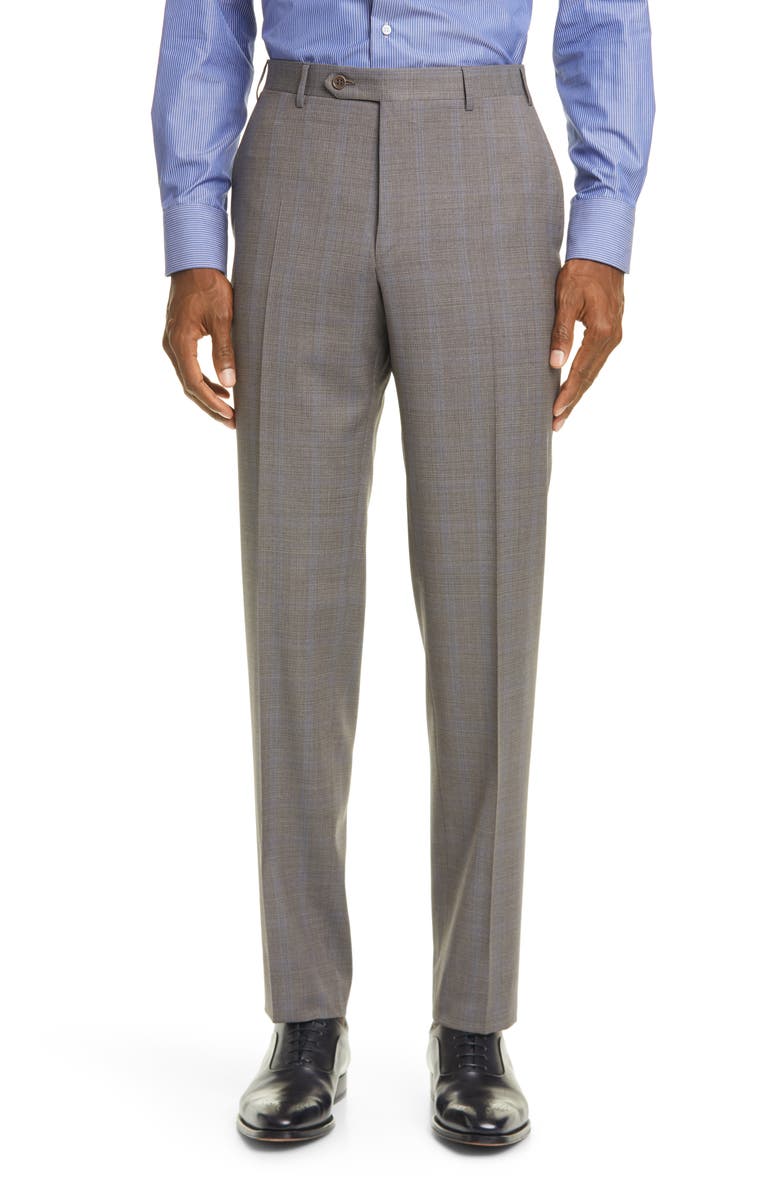 Canali Siena Soft Classic Fit Stretch Windowpane Wool Suit, Alternate, color, 