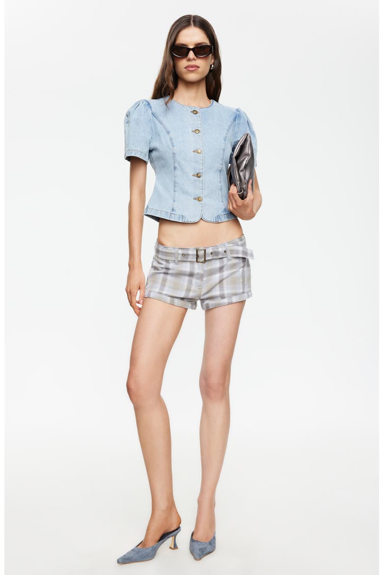 Afterglow Plaid Belted Low Rise Shorts, Alternate, color, ASH PLAID