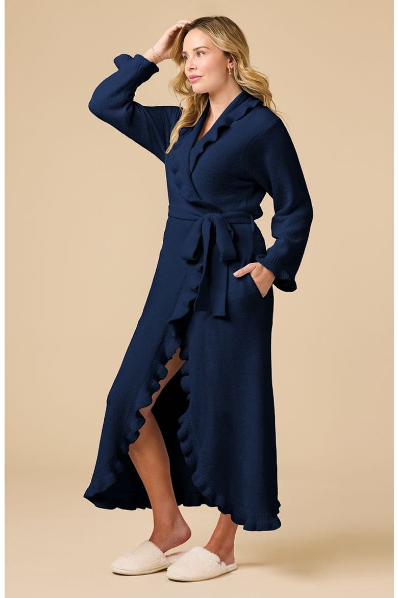 Ruffle Chenille Robe, Alternate, color, Midnight
