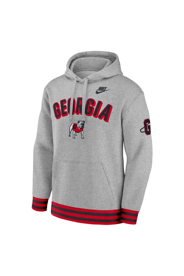 Men's Nike Heather Gray Georgia Bulldogs Legacy Retro Pullover Hoodie, Alternate, color, Heather Gray