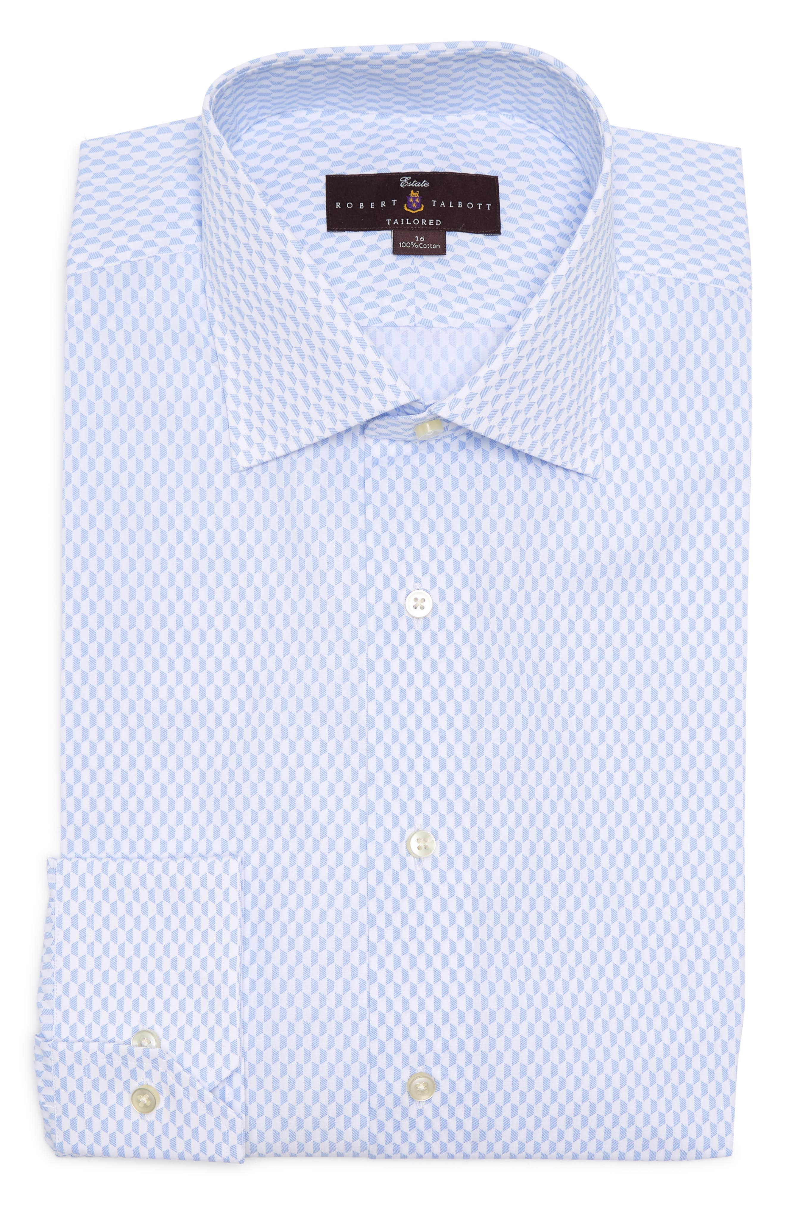 Robert Talbott White Blue Poplin Dress Shirt (Men) | Nordstromrack