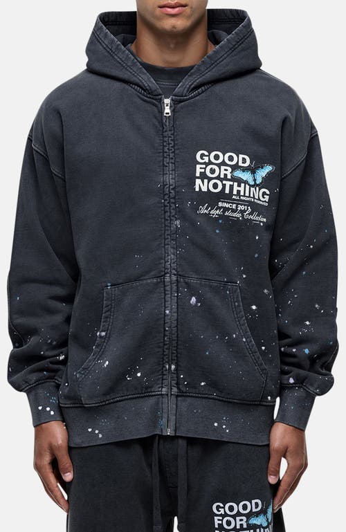 Good For Nothing Studio Paint Butterfly Zip Hoodie In Blue