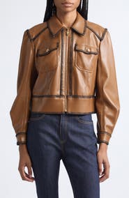 Cinq à Sept Kimmy Whipstitch Faux Leather Jacket