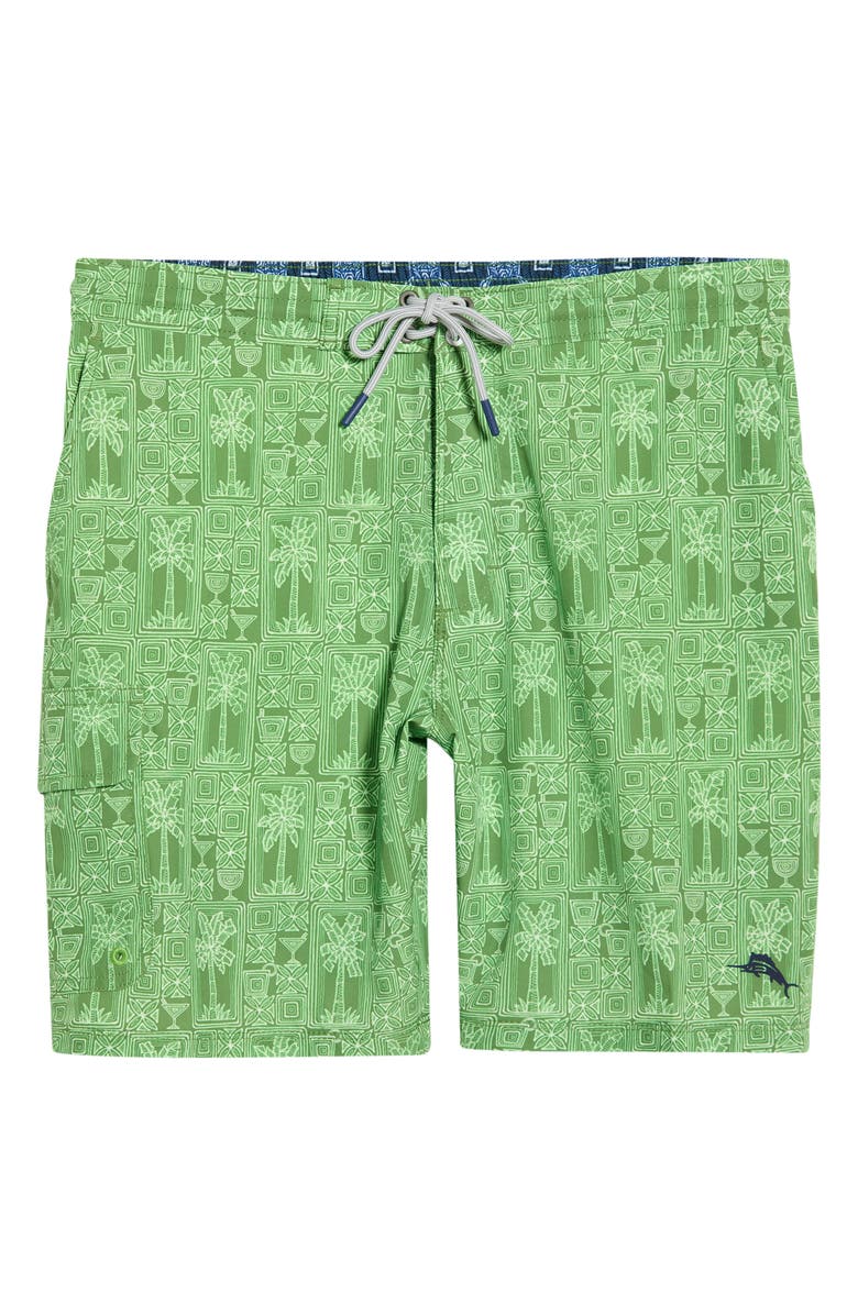 Tommy Bahama Baja Palm Tini 8-Inch UPF 30+ Swim Trunks, Main, color, Elm