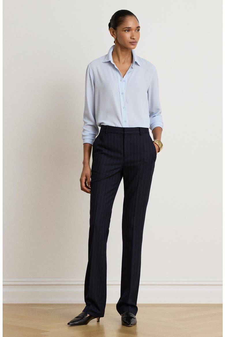 Georgette Long Sleeve Shirt, Alternate, color, ICY BLUE