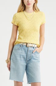 Treasure & Bond Crinkle Knit Crewneck Top