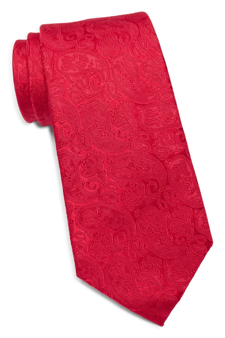 Paisley Silk Tie, Main, color, RED