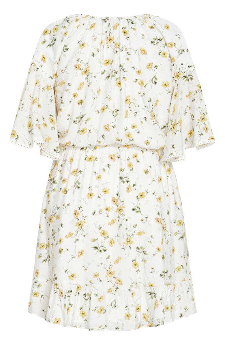 City Chic Ayanna Floral Short Sleeve Dress, Alternate, color, Daisy Chain