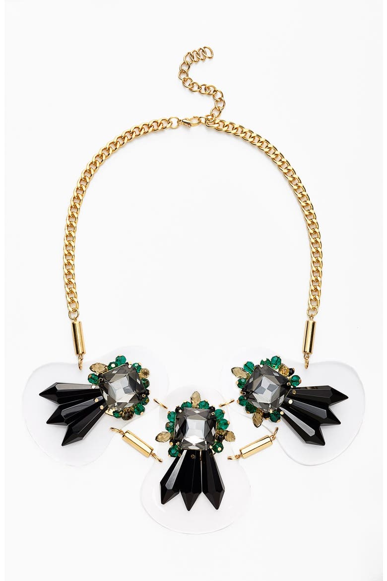 Art Deco Crystal Necklace, Main, color, BLACK