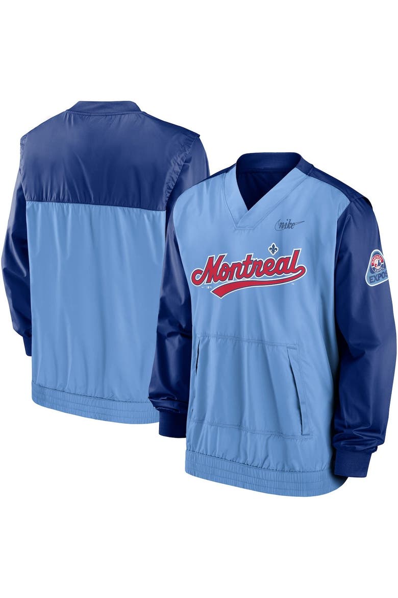 Men's Nike Royal/Light Blue Montreal Expos Cooperstown Collection V-Neck Pullover Windbreaker, Alternate, color, Royal