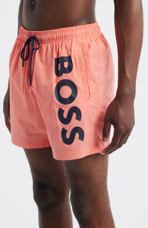 Hugo Boss Boss Octopus Swim Trunks In Orange