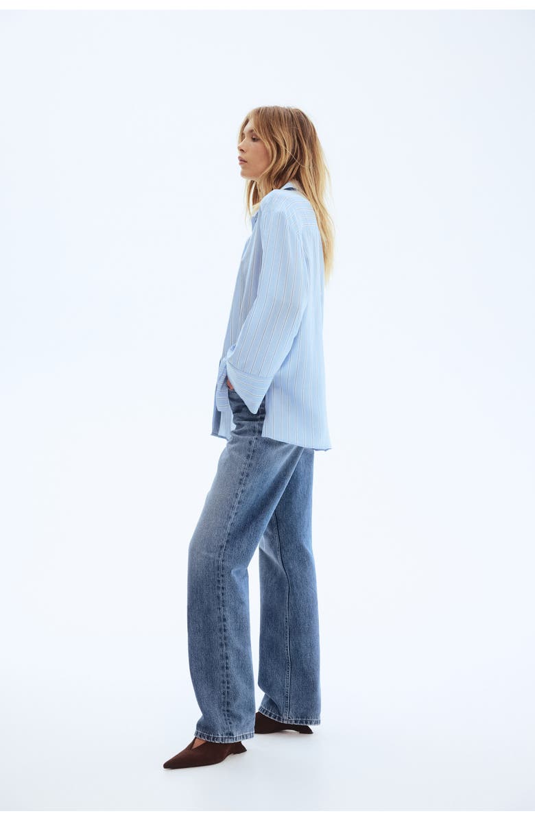 H&M Oversized Shirt, Alternate, color, Light Blue/Striped