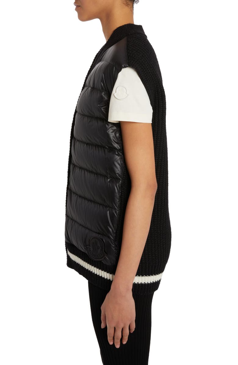 Moncler Quilted Down 
Rib Knit Vest, Alternate, color, Black