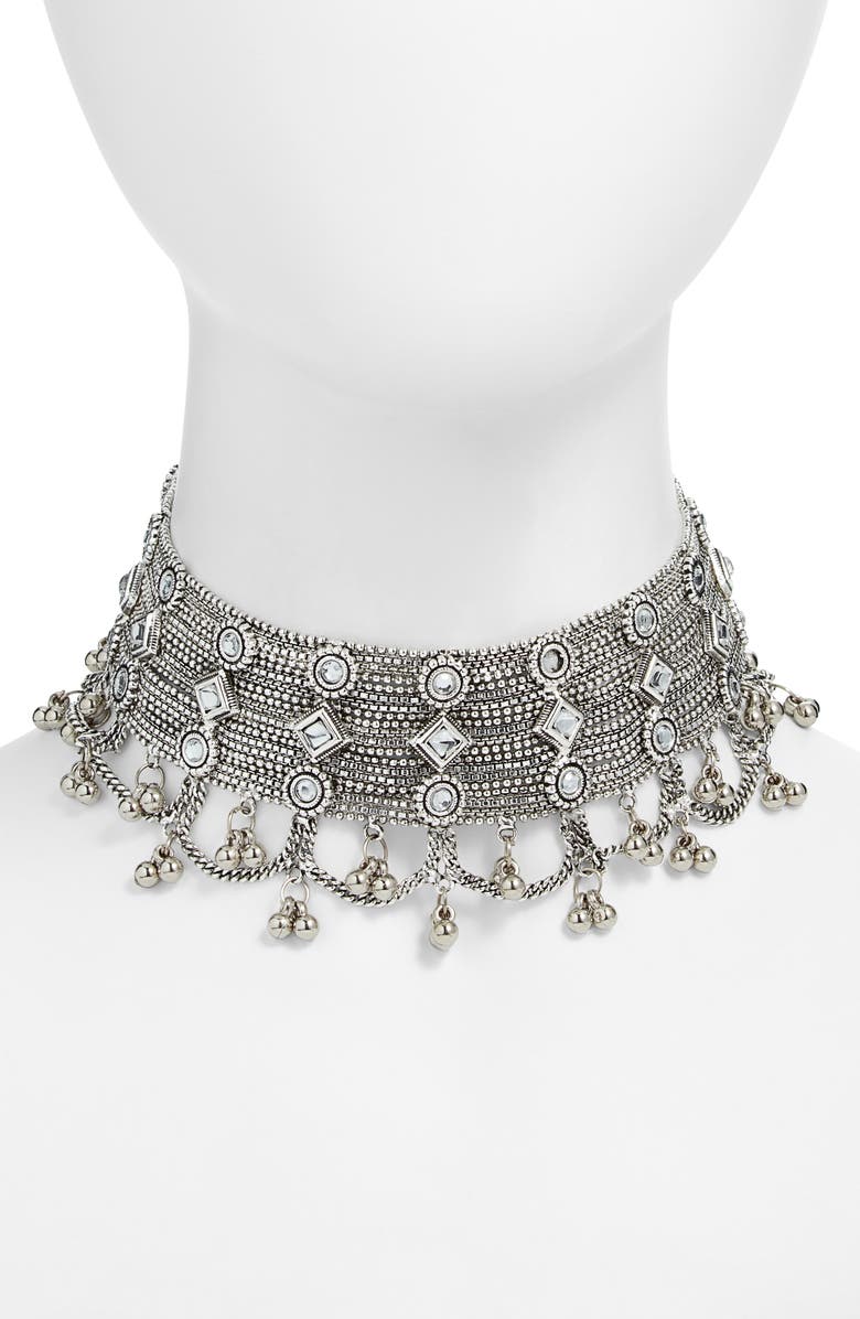 Child of Wild Parvati Goddess Choker Necklace, Main, color, Silver