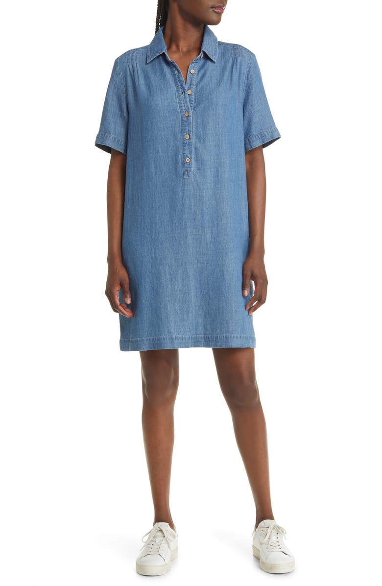 Faherty Hana Chambray Mini Shirtdress, Main, color,