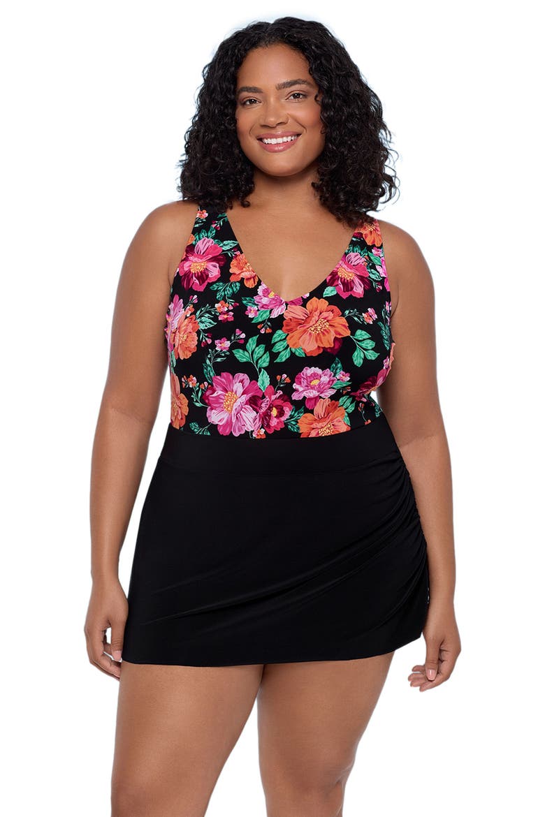 Julie Adjustable Skirt Control Swim Dress, Alternate, color, Hothouse Garden