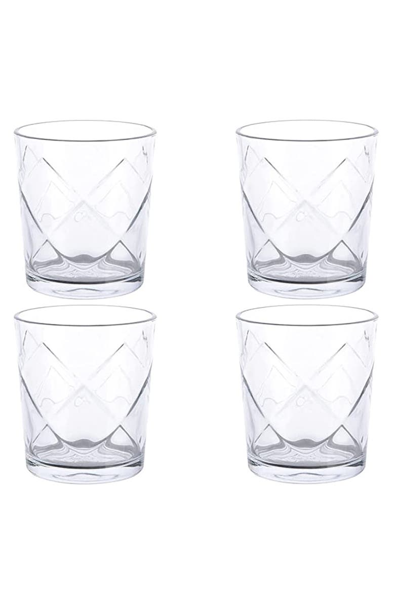 Gibson Home Lattice 4 Piece 13.5 Ounce Double Old-Fashioned Glass Set, Alternate, color, Clear