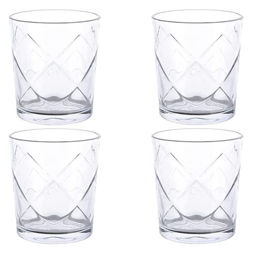 Gibson Home Lattice 4 Piece 13.5 Ounce Double Old-fashioned Glass Set In Transparent