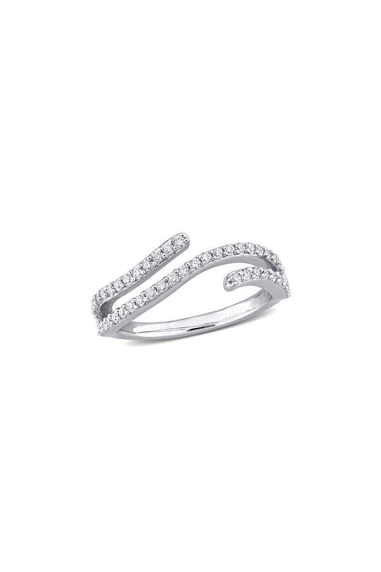 Lab-Created Moissanite Abstract Band Ring, Main, color, WHITE