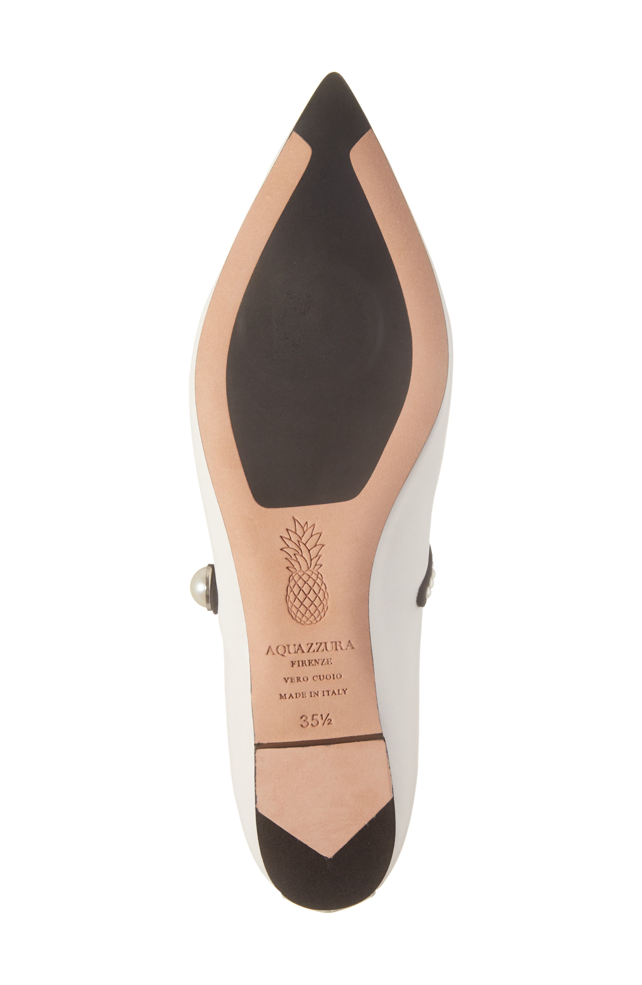 Romy Pearly Strap Pointed Toe Mary Jane Flat, Alternate, color, WHITE