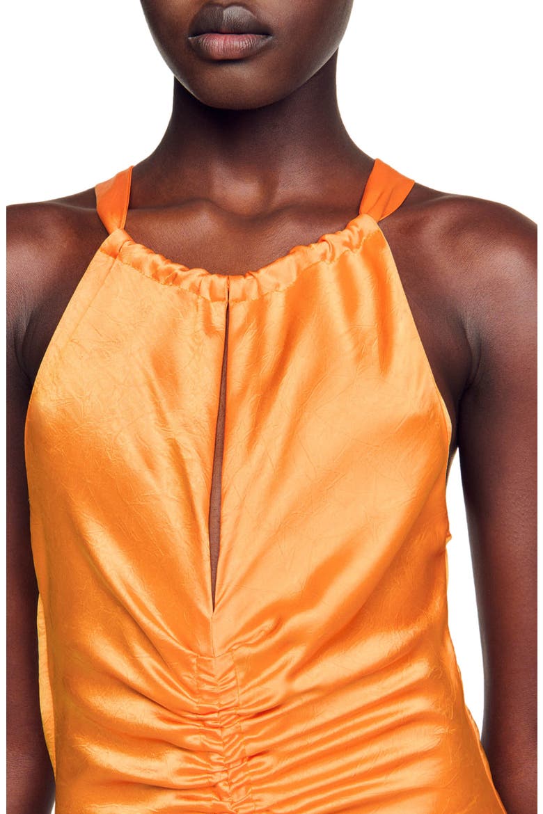 Courtney Satin Midi Dress, Alternate, color, ORANGE
