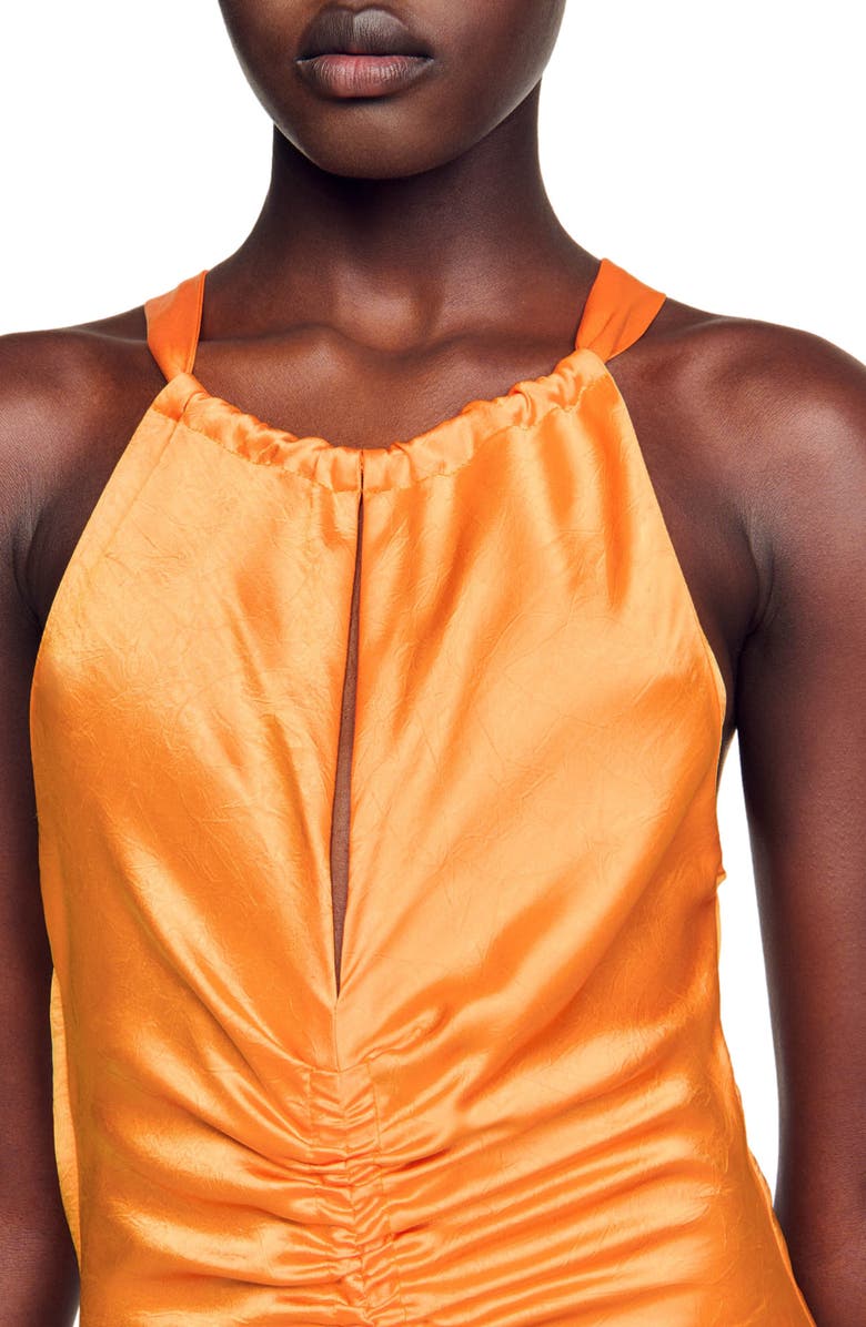 SANDRO Courtney Satin Midi Dress, Alternate, color, 