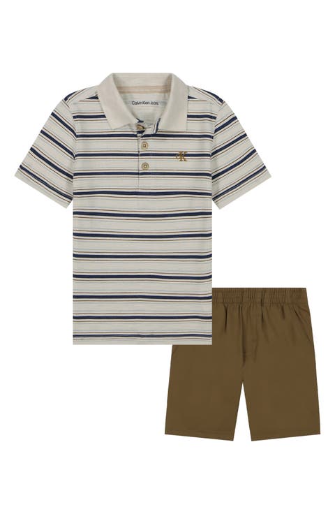Kids' Stripe Polo & Shorts Set (Toddler & Little Kid)