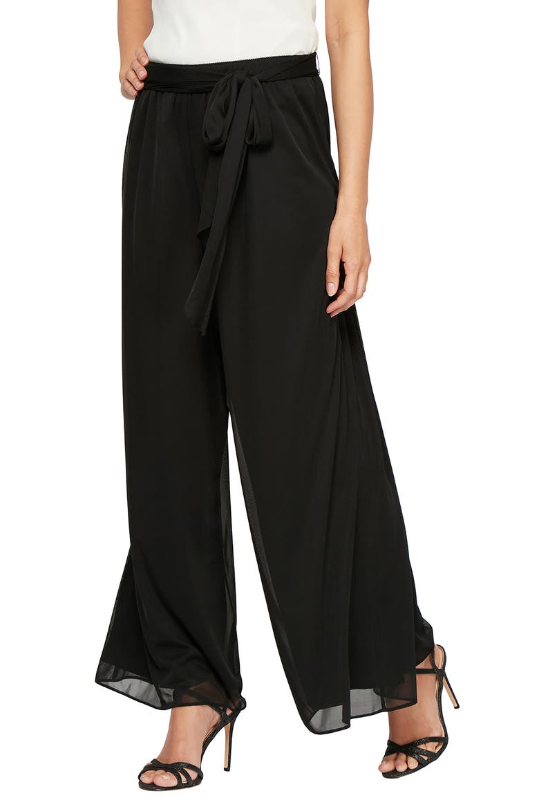 Tie Waist Mesh Pants, Main, color, BLACK