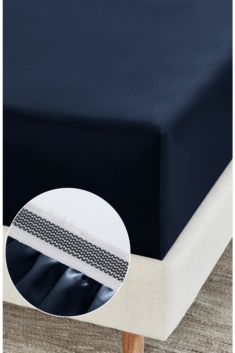 Signature Comfort 100% Egyptian Cotton Soft Sateen Sheet Set, Alternate, color, Dark Denim Blue