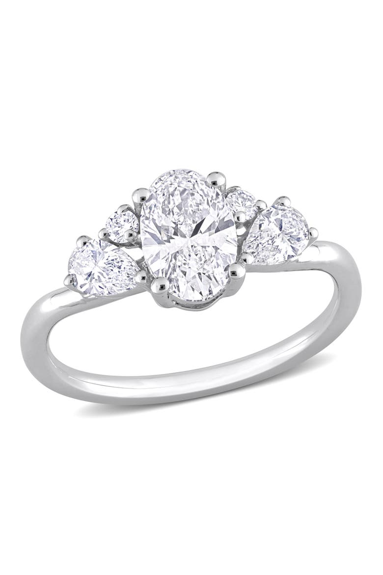 Lab-Grown Diamond Oval Cluster Ring 14k, Main, color, White Gold