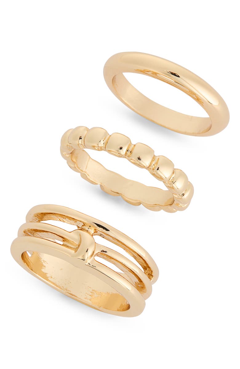 NORDSTROM RACK 3-Pack Stackable Ring Set, Main, color, Gold