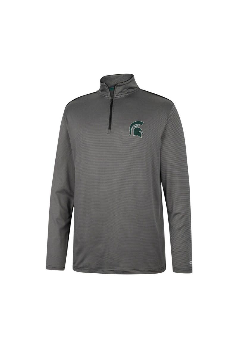 Men's Colosseum Charcoal Michigan State Spartans Logo Quarter-Zip Windshirt, Alternate, color, Charcoal