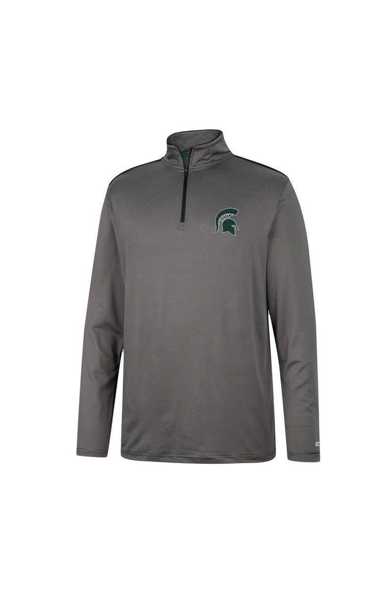 COLOSSEUM Men's Colosseum Charcoal Michigan State Spartans Logo Quarter-Zip Windshirt, Alternate, color, 