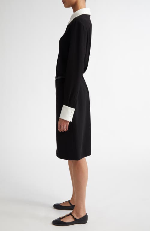 Max Mara Dinar Contrast Trim Long Sleeve Shirtdress In Black