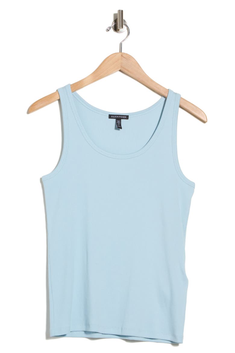 Slim Fit Scoop Neck Stretch Cotton Tank, Alternate, color, PALE SKY