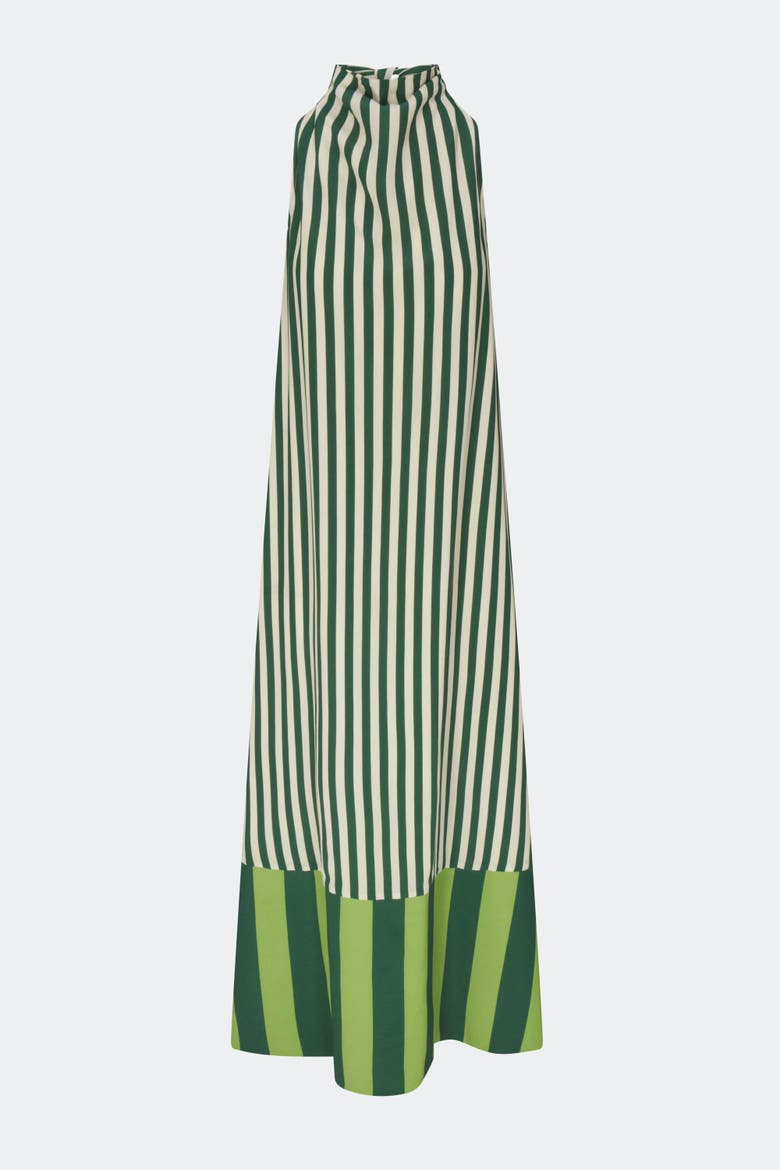 Mona Crepe Dress, Alternate, color, Green Stripe Combo