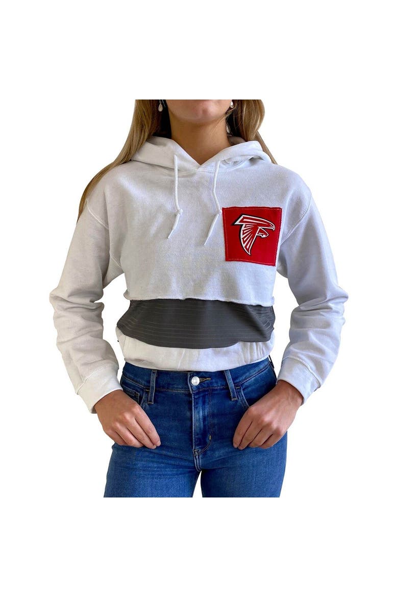 Women's Refried Apparel White Atlanta Falcons Sustainable Crop Dolman Pullover Hoodie, Alternate, color, White