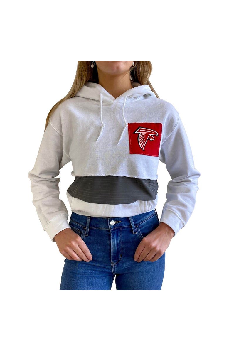 REFRIED APPAREL Women's Refried Apparel White Atlanta Falcons Sustainable Crop Dolman Pullover Hoodie, Alternate, color,