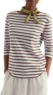 Seasalt Cornwall Sailor Stripe Three Quarter Sleeve Organic Cotton T-Shirt