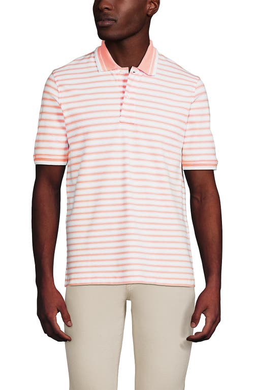 Shop Lands' End Short Sleeve Comfort-first Mesh Polo Shirt In White/crisp Peach Stripe
