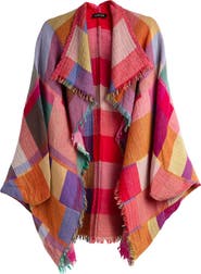 SAACHI Rainbow Plaid Wool Ruana