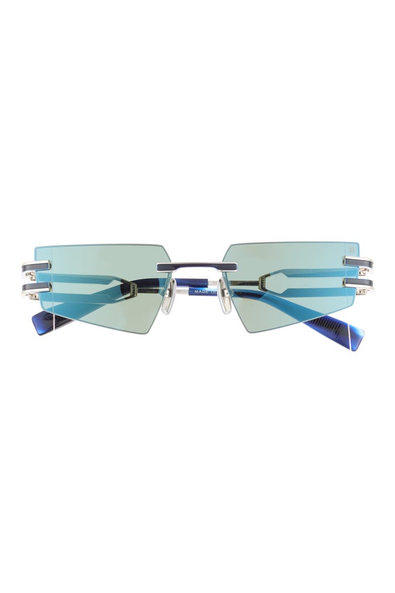 54mm Rimless Novelty Sunglasses, Main, color, SILVER SILVER BLUE