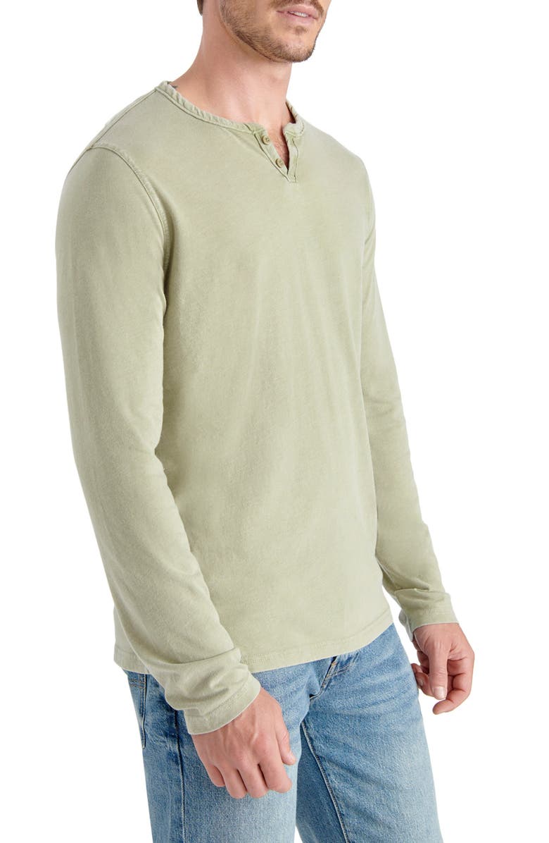 Lucky Brand Notch Neck Mineral Wash Long Sleeve T-Shirt, Alternate, color, Loden Green